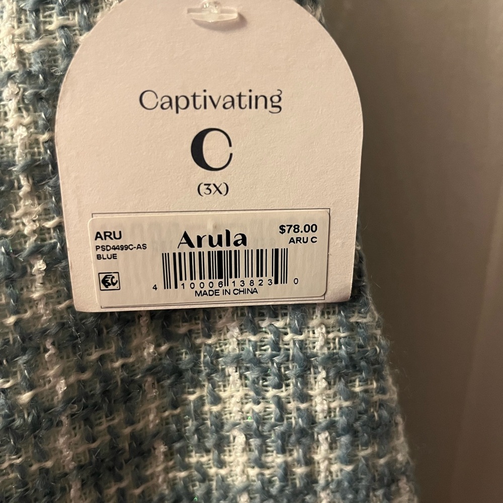 Arula Tweed Skirtall Plus Size Stylish Blue Checkered Pinafore Dress Size 3X - Picture 6 of 6